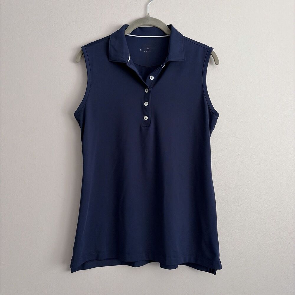 Peter Millar Womens Performance Sleeveless Polo Shirt Navy Blue Size Medium Golf